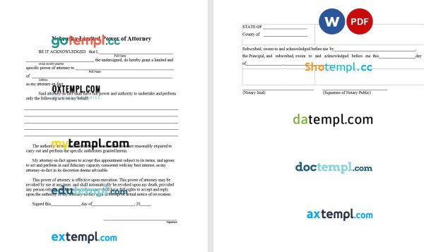 Nebraska Limited Power of Attorney example, fully editable