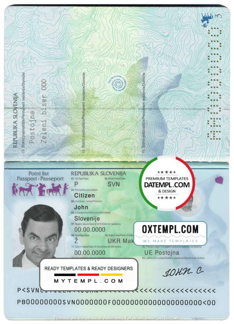 Slovenian Passport Example In PSD Format Fully Editable Mytempl