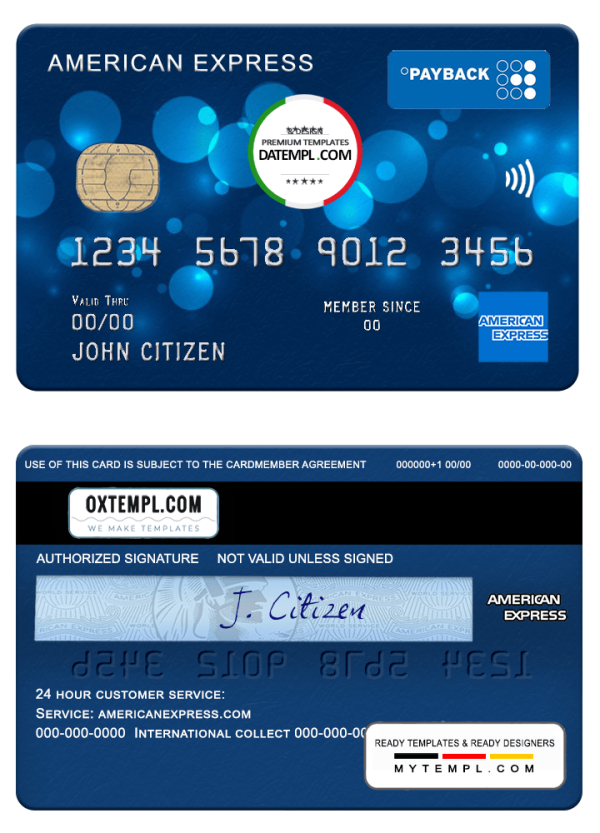 USA Regions bank AMEX payback card example in PSD format, fully editable