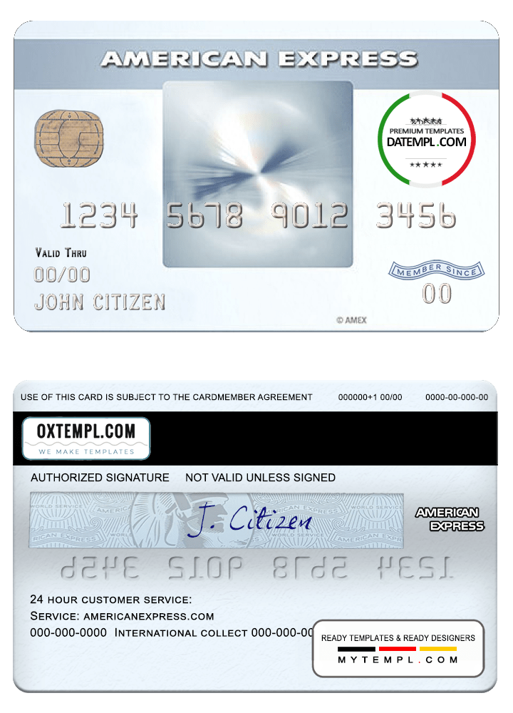USA New York CFSB bank AMEX everyday® credit card example in PSD format, fully editable