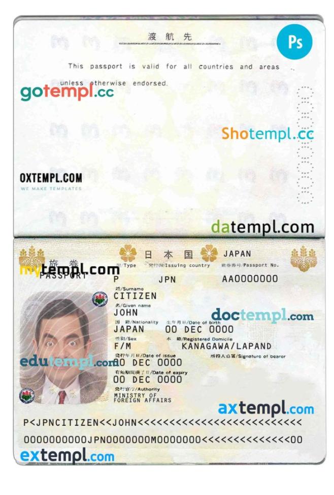 Japan Passport Psds Editable Scan And Photograghed Picture Template 2 In 1 Mytempl 7075