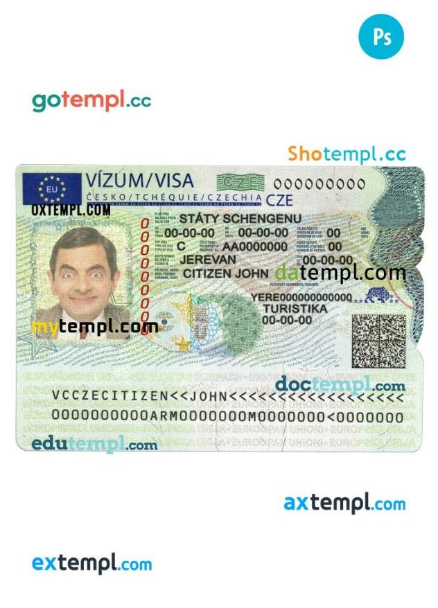 Czechia Schengen Visa PSD Template Fully Editable Mytempl