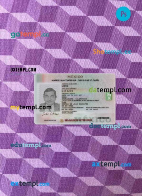 Mexico Consular Id Card Psd Files Scan Look And Photographed Image 2 In 1 Mytempl 1531