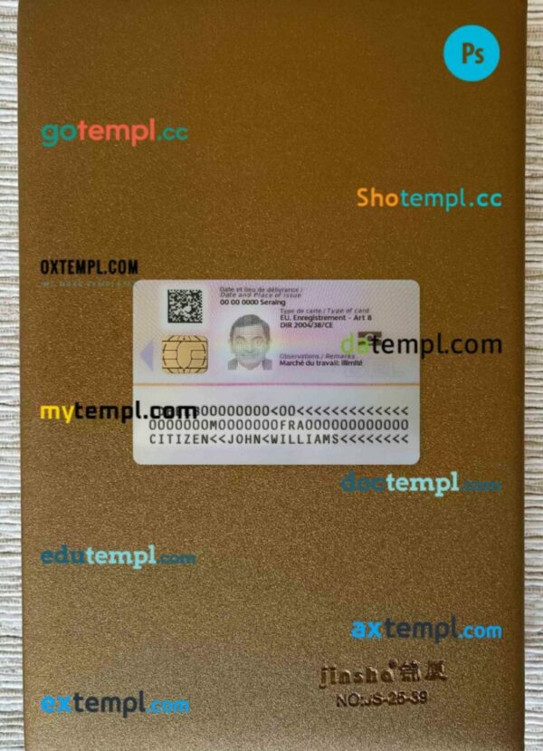 Belgium residence permit card editable PSDs, scan and photo-realistic snapshot, 2 in 1 - Image 2