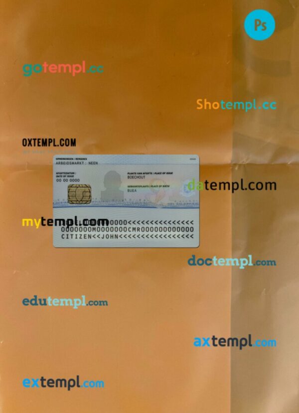 Belgium residence permit card editable PSDs, scan and photo-realistic snapshot, 2 in 1 - Image 2