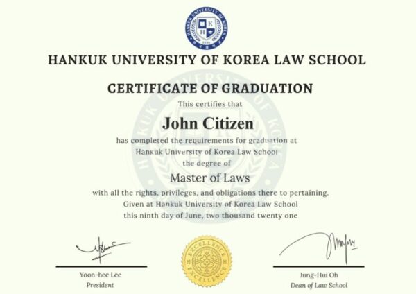 Korea Hankuk university diploma template in PSD format