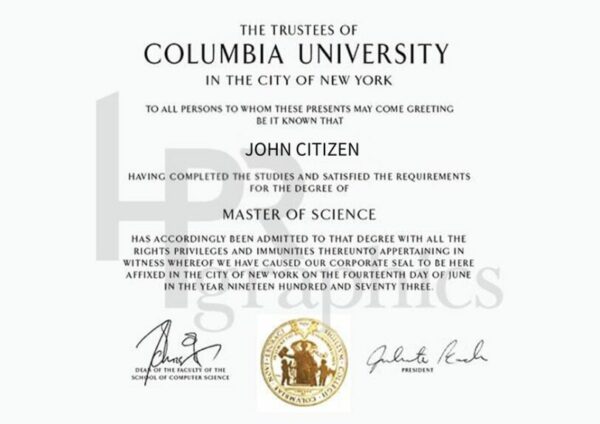 USA Columbia university diploma template in PSD format