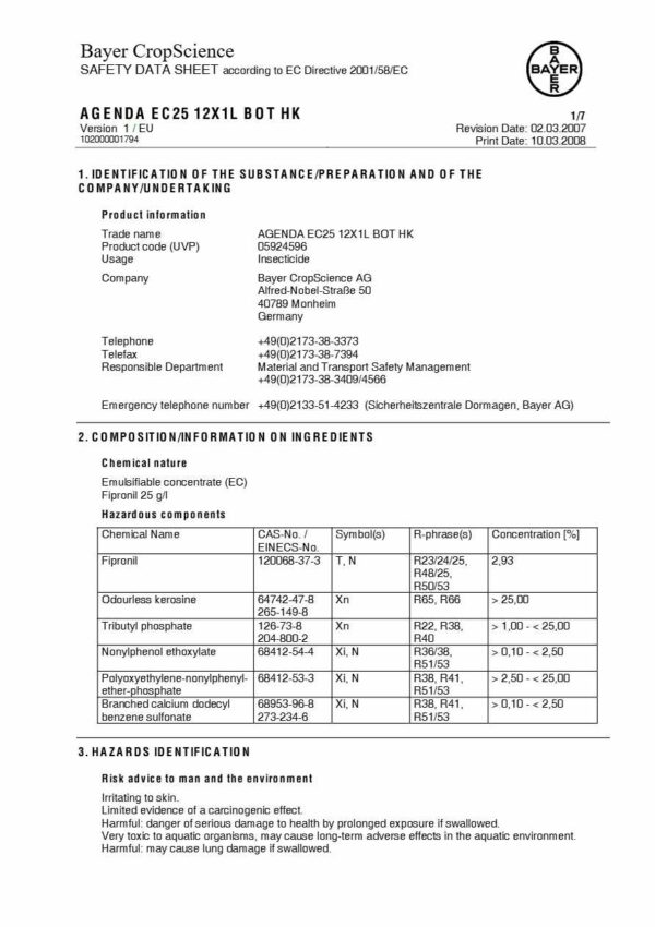 Bayer CropScience agenda template in Word and PDF formats