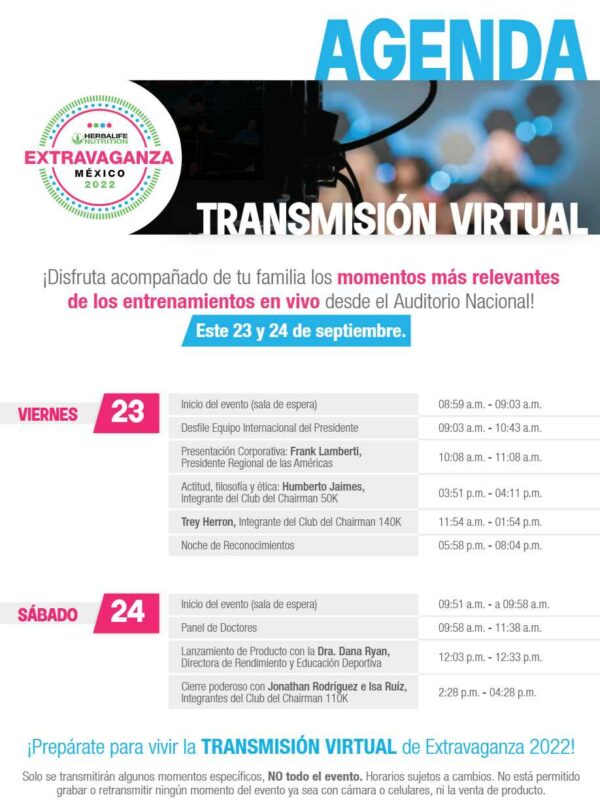 Extravaganza Mexico 2022 agenda template in Word and PDF formats (spanish)