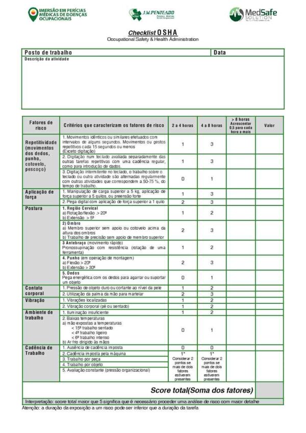 MedSafe Occupational Safety & Health Administration checklist template in Word and PDF formats