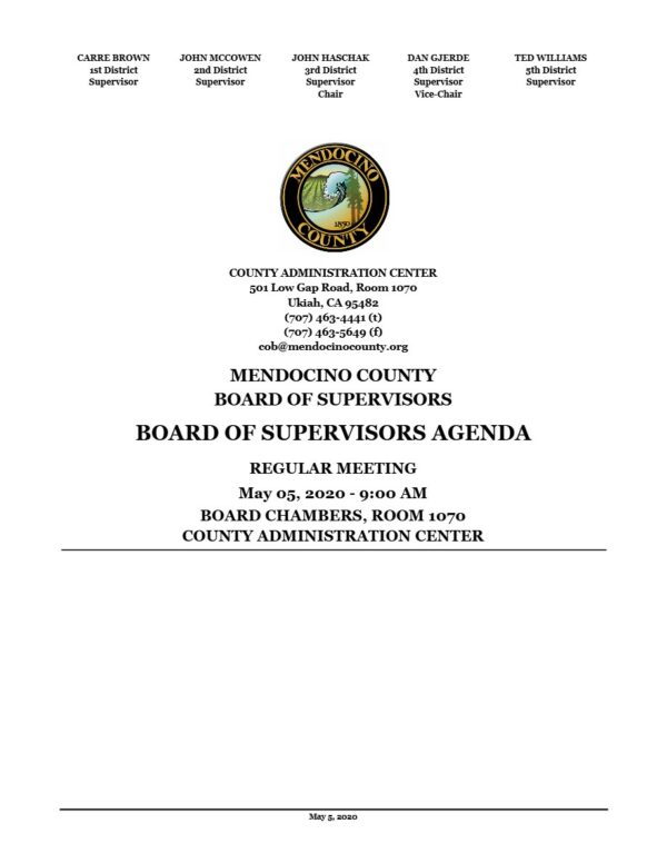 Mendocino County agenda template in Word and PDF formats