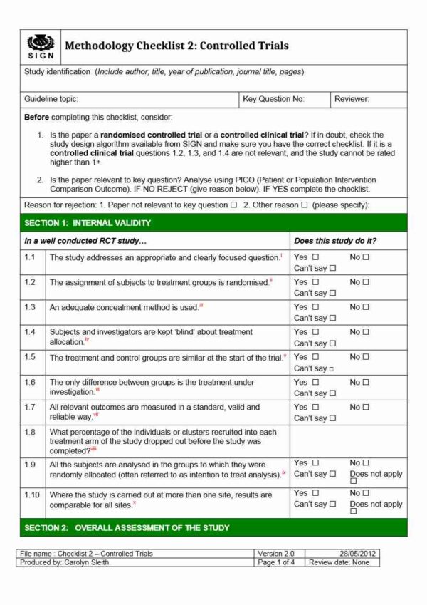 Sign Methodology checklist template in Word and PDF formats, 3 pages