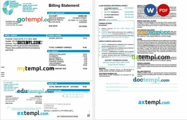 USA CRWWD business utility bill Word and PDF template