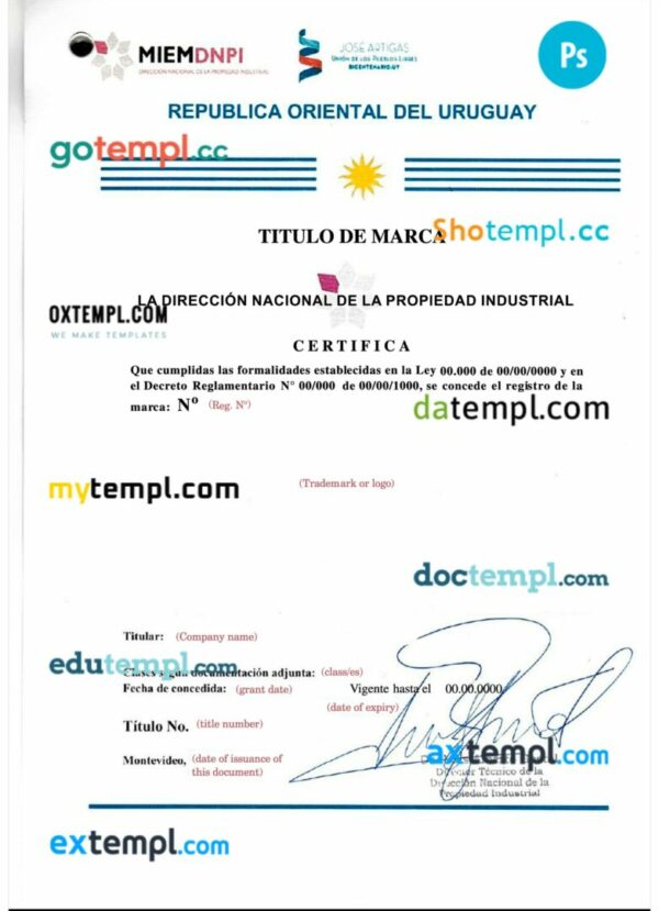 Uruguay business registration license PSD template