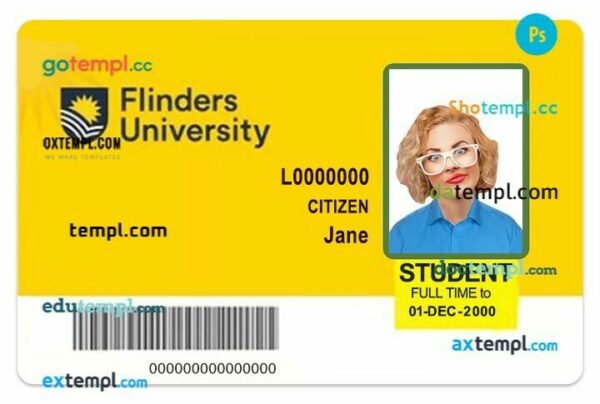 Flinders University student ID template in PSD format