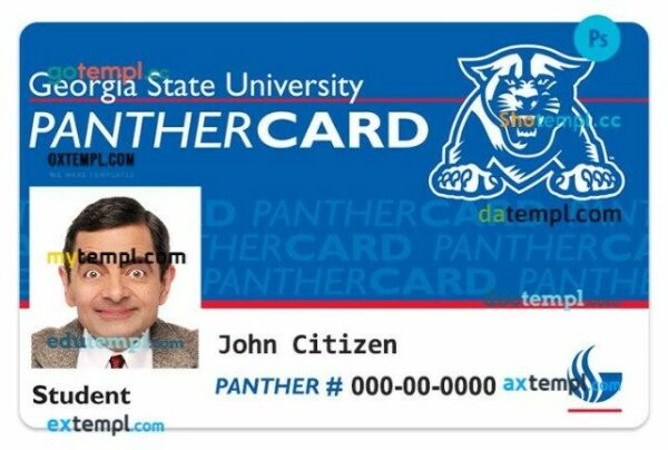 Georgia State University student ID template in PSD format