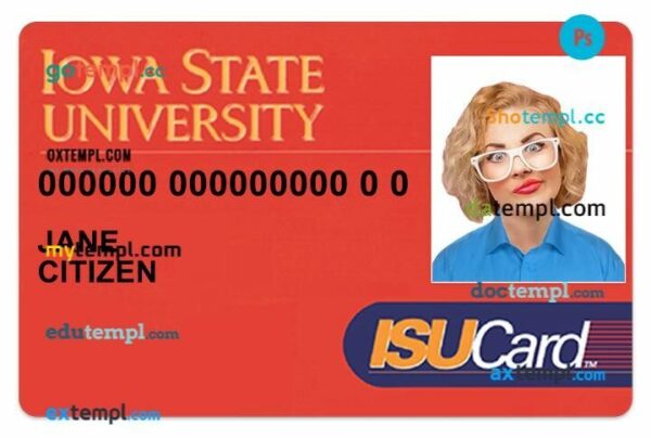 Iowa State University student ID template in PSD format