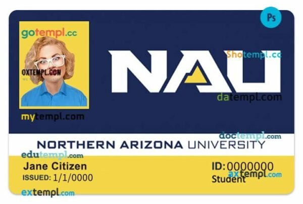 Northern Arizona University student ID template in PSD format