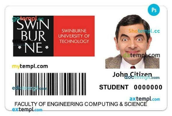 Swinburne University of Technology student ID template in PSD format