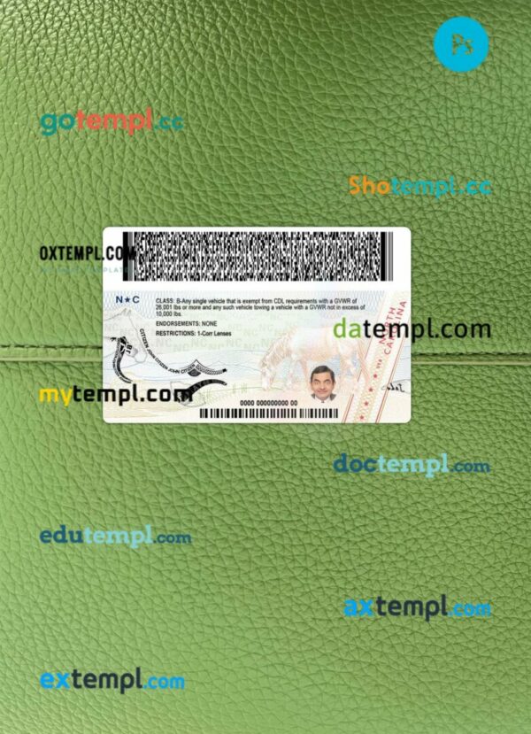 USA North Carolina driving license PSD files, scan look and photographed image, 2 in 1 2024-present - Image 2