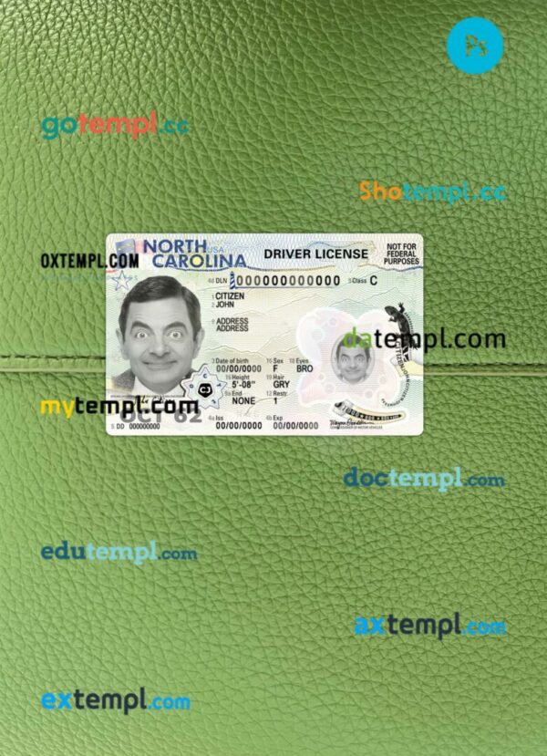 USA North Carolina driving license PSD files, scan look and photographed image, 2 in 1 2024-present