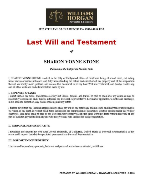 United States California Last Will and Testament editable template in Word and PDF formats