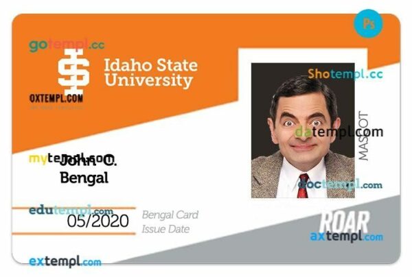 University of Idaho student ID template in PSD format