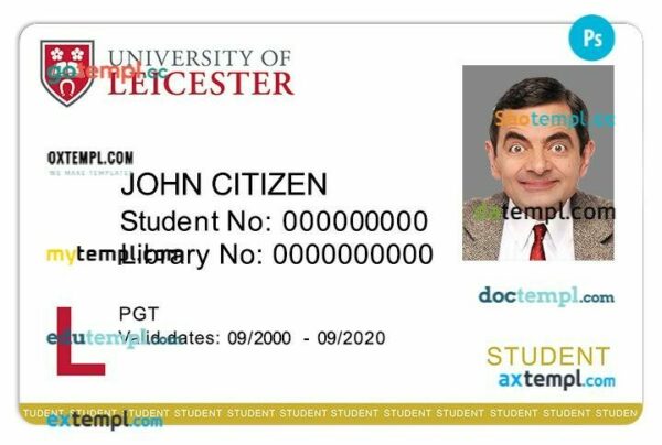 University of Leicester student ID template in PSD format