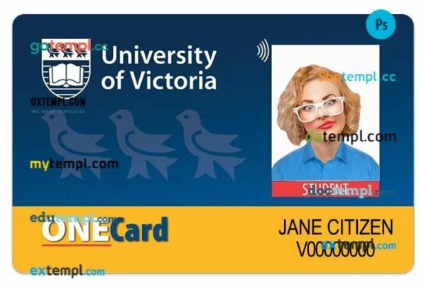 University of Victoria student ID template in PSD format