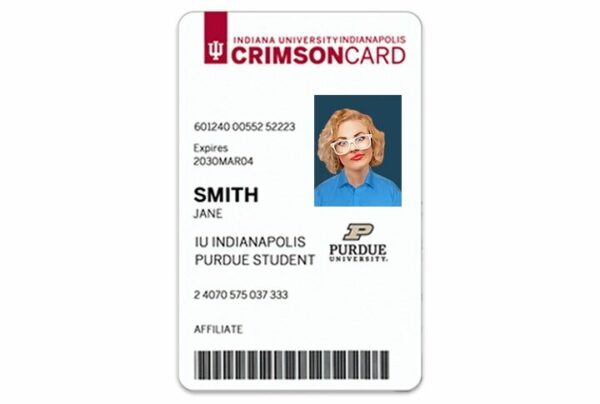 IU Indianapolis vertical Student ID template in PSD format