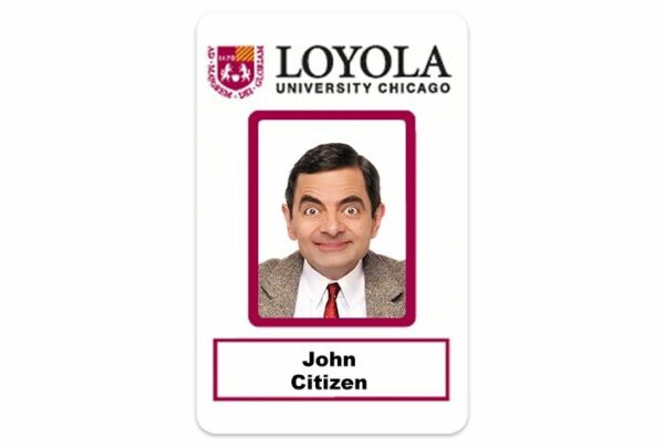 Loyola University Chicago vertical Student ID template in PSD format