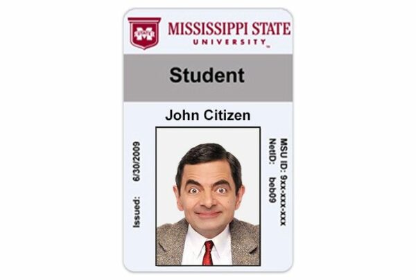 Mississippi State University vertical Student ID template in PSD format