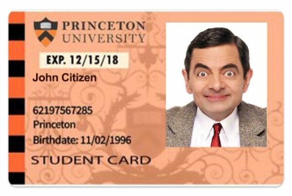 Princeton University student ID template in PSD format