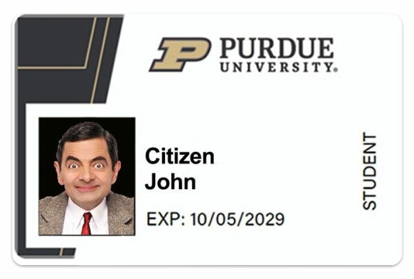 Purdue University - West Lafayette student ID template in PSD format