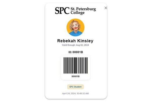 Saint Petersburg State College vertical Student ID template in PSD format