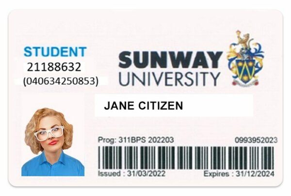 Sunway University Student ID template in PSD format