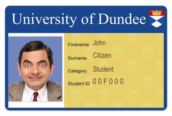 The University of Dundee Student ID template in PSD format