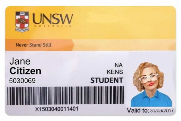 The University of New South Wales Student ID template in PSD format