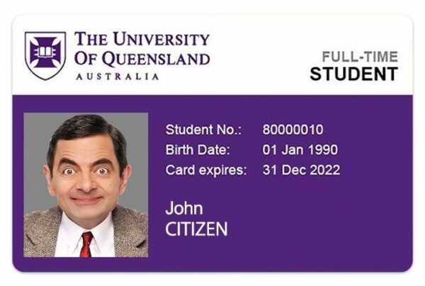 The University of Queensland student ID template in PSD format