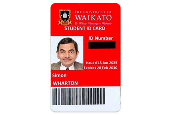 The University of Waikato vertical Student ID template in PSD format