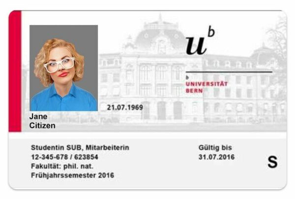 University of Bern Student ID template in PSD format