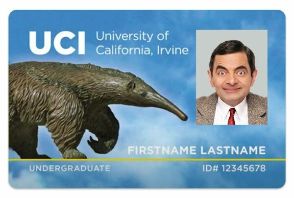 University of California, Irvine Student ID template in PSD format