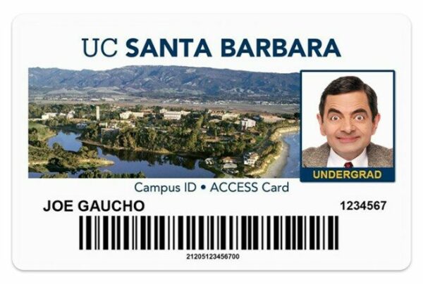 University of California, Santa Barbara Student ID template in PSD format