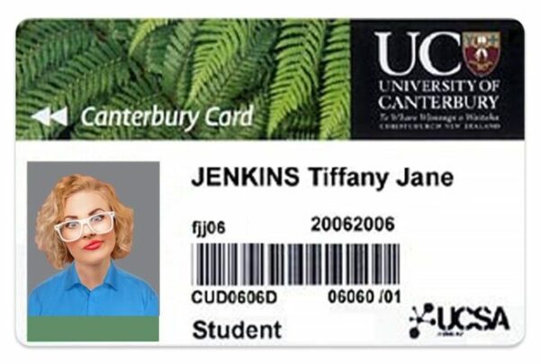 University of Canterbury Student ID template in PSD format