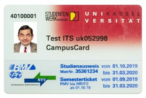 University of Kassel Student ID template in PSD format