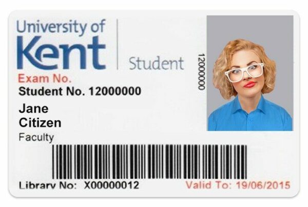 University of Kent Student ID template in PSD format