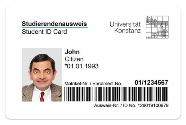 University of Konstanz Student ID template in PSD format