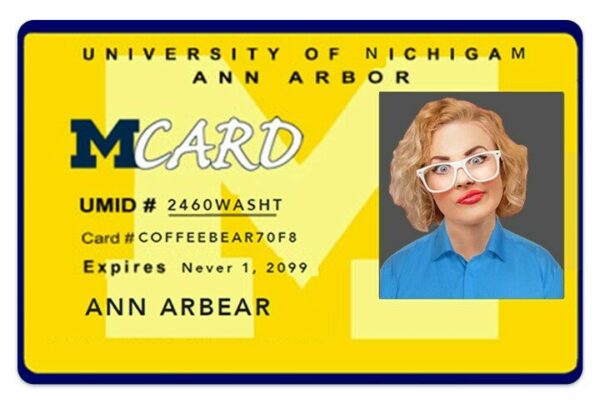 University of Michigan-Ann Arbor Student ID template in PSD format