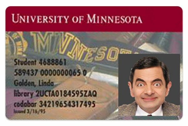 University of Minnesota, Twin Cities Student ID template in PSD format