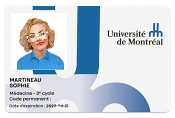 University of Montreal Student ID template in PSD format